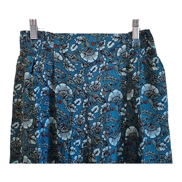 BAND OF THE FREE Women S Pants Elise Teal Floral Wide Leg Smocked Elastic Waist - Picture 2 of 6